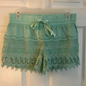 Mint green lace shorts